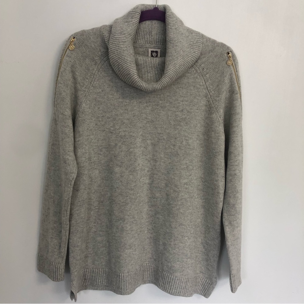 NEW ANNE KLEIN Women’s Heathered Grey Turtleneck Sweater Size L